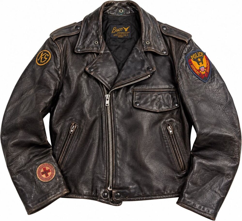 Buco Vintage 50s 60s Steerhide Leather Police Motorcycle Biker Jacket Patches